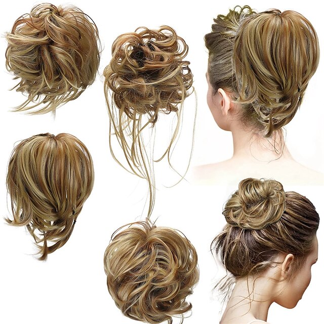 4 Pcs Messy Hair Bun Straight Hairpiece Tousled Updo for Women Hair ...