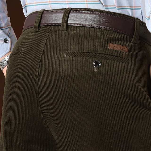 Men's Dress Pants Corduroy Pants Winter Pants Trousers Pocket Plain ...