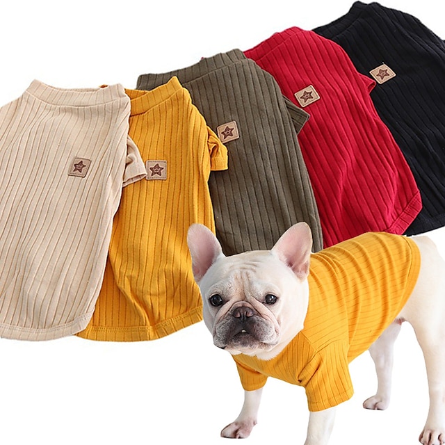  Fadou Cotton Pit Stripe Bottoming Shirt in Autumn and Winter Which Can Match with Fat Dog Clothes Yingdou Bago Kokkiga