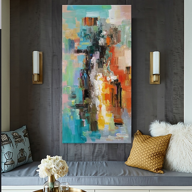 Pintura al óleo hecha a mano lienzo decoración de arte de la pared entrada vertical abstracta moderna para la decoración del hogar pintura sin marco enrollada sin estirar