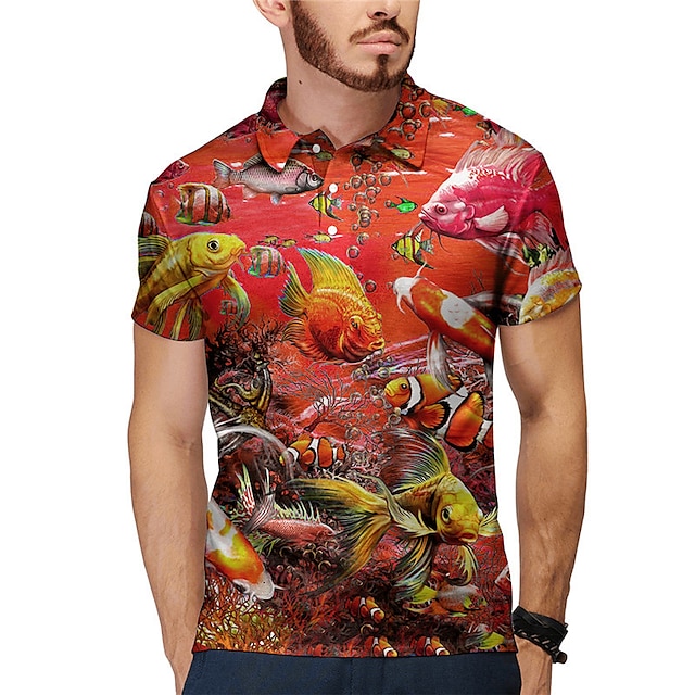 Men's Polo Shirt Tennis Shirt Golf Shirt Animal Graphic Prints Fish ...