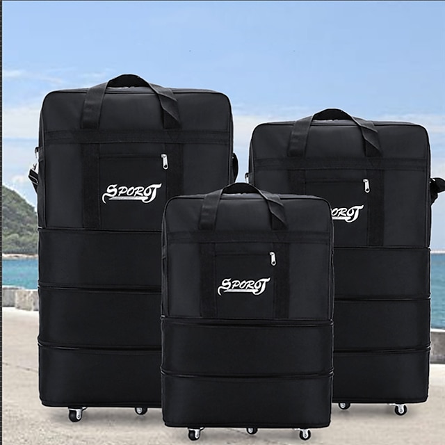  Folding Expansion Luggage Bag Large Capacity Oxford Cloth With Wheels Air Boarding Travel Bag Portable Moving Storage Bag