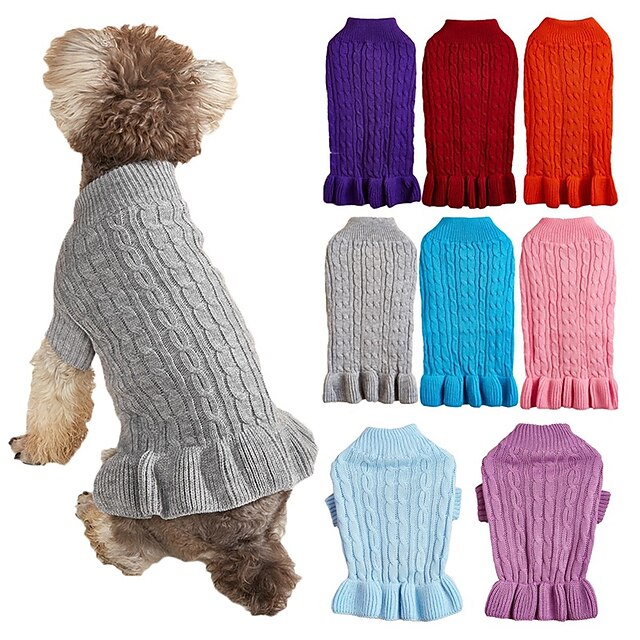  Pet Solid Color Sweater Dog Fur Dress Teddy Cat Vip Bear Bomei Schnauzer Small Puppy Clothes