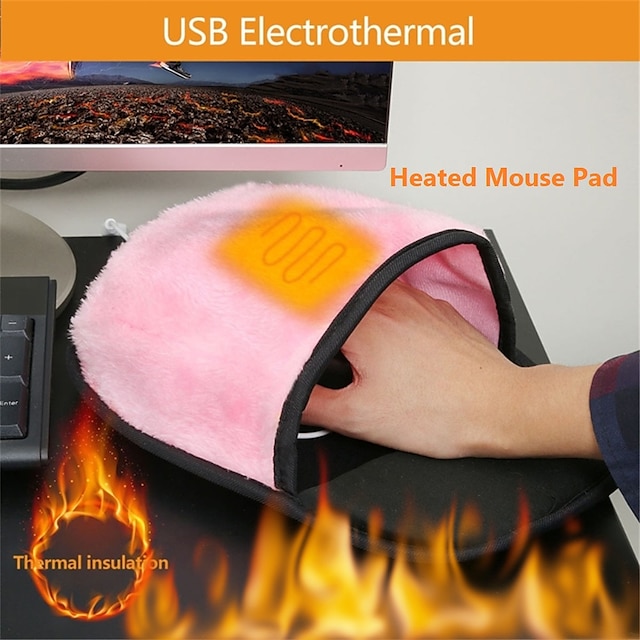  Heated Mouse Pad Hand Warmer USB Heated Mousepad Plush Heated Mouse Pad Removable Hand Warming Mouse Pad for Men and Women Office Home Computer Laptop