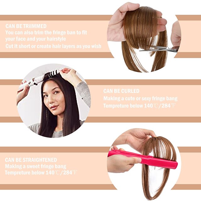 Bangs Hair Clip in Extensions Natural Fringe Bangs Clipon Front Neat