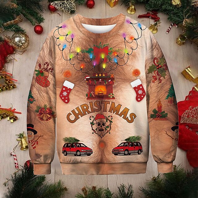 Men's Unisex Graphic Prints Ugly Christmas Sweatshirt Sweatshirt Pullover Long Sleeve Sweatshirt Crew Neck Streetwear Designer Casual 3D Print Christmas Daily Sports Print Spring &  Fall4