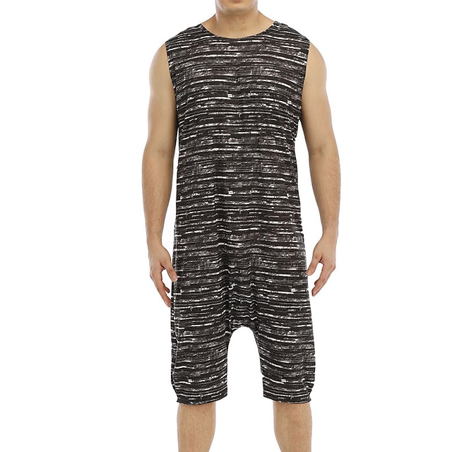  Pánské Společenské oblečení Pyžamo Onesie Čistá barva Módní Jednoduchý Pohodlné Domů Denní Polyester Prodyšné Tričkový Bez rukávů Kapsy Léto Červenočerná Černá