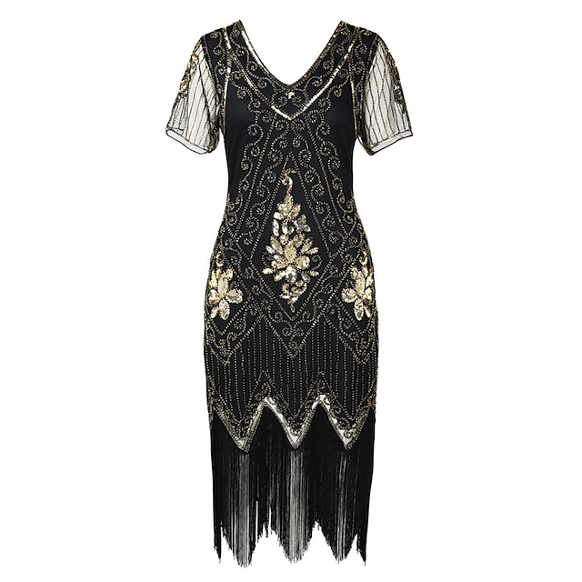  Brüllen 20s 1920s Cocktailkleid Vintage-Kleid Flapper Kleid Kleid Maskerade Ballkleid Übergrössen Der große Gatsby Charleston Damen Pailletten Halloween Karnival Hochzeit kleid hochzeitsgast Kleid