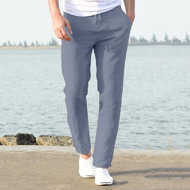 Men's Linen Pants Trousers Summer Pants Beach Pants Casual Pants
