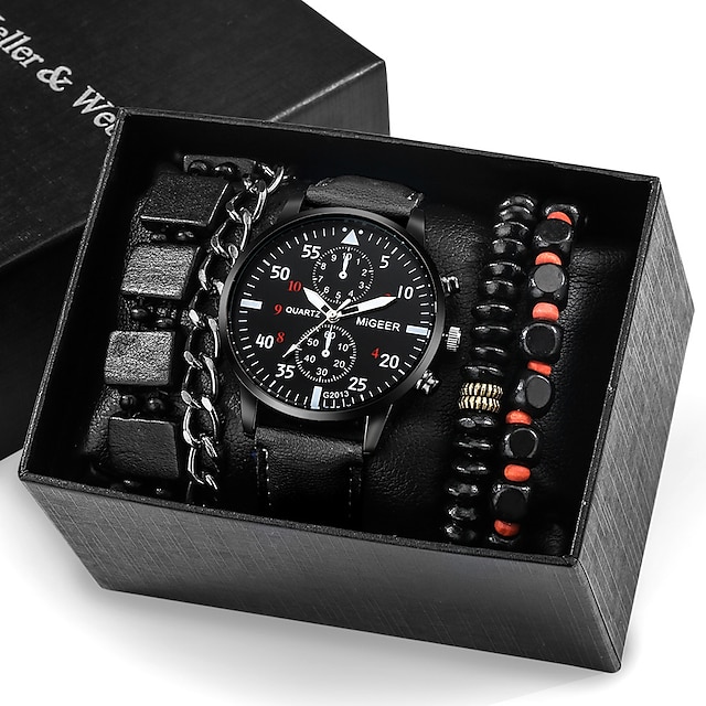  neue männliche uhr luxus armband set mode business braun leder quarz armbanduhren für männer geschenk set relogio masculino