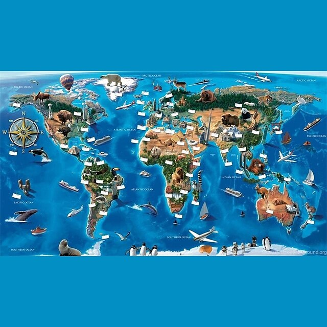  World Map Wallpaper Mural Kids World Map Wall Covering Sticker Peel and Stick Removable PVC/Vinyl Material Self Adhesive/Adhesive Required Wall Decor for Living Room Kitchen Bathroom
