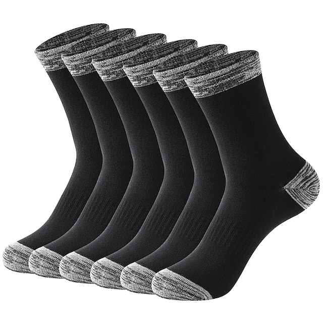  Men's 5 Pairs Socks Crew Socks Hiking Socks Casual Socks Black White Color Cotton Solid Colored Casual Daily Sports Medium Spring, Fall, Winter, Summer Fashion Comfort