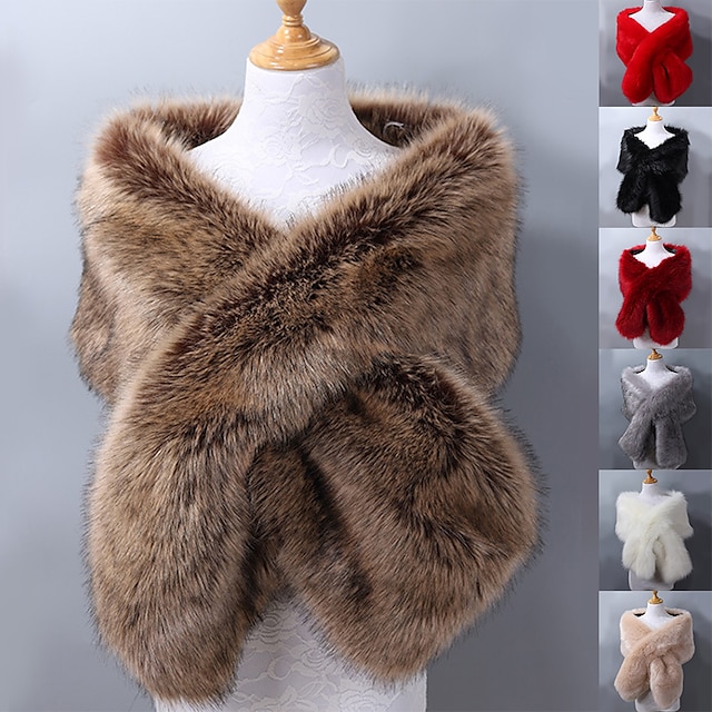  Women's 1920s Faux Fur Shawl The Great Gatsby Classical Retro Vintage Ball Gown Winter Adults' Costume Party Evening Ball Gown Engagement Party Cocktail Party Christmas Wedding
