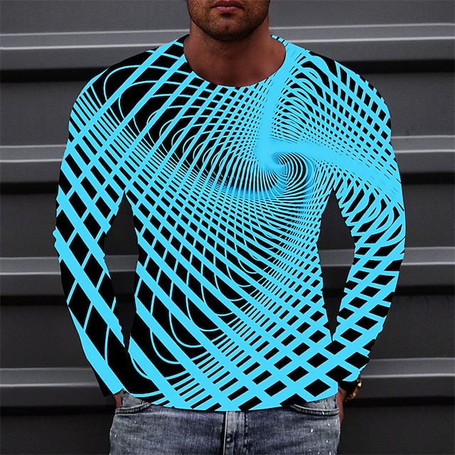 Men's T shirt Tee Optical Illusion Graphic Prints Crew Neck A B C D E ...