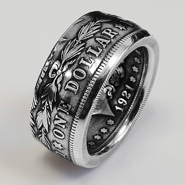  редкий морган доллар сша антикварная винтажная монета американский орел 1921 байкерские украшения мужское кольцо (12)