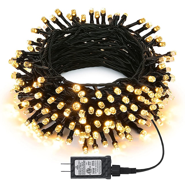  LED Christmas Lights Indoor Outdoor Twinkle Fairy String Lights 8 Modes Waterproof Plug in for Xmas Wedding Party Decoration
