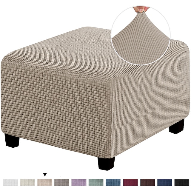Stretch Ottoman Cover Square Ottoman Slipcovers Furniture Protector
