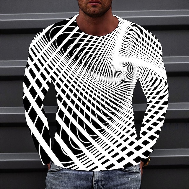 Men's T shirt Tee Optical Illusion Graphic Prints Crew Neck A B C D E ...