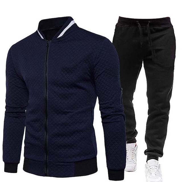 Men's Tracksuit Sweatsuit Zip Sweatshirt Jacket Jogging Suits Wine Red