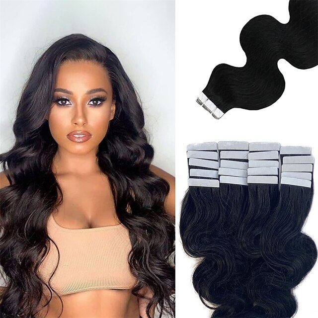 Tape in Hair Extensions Human Hair Body Wave Real Human Hair Pieces 50G/Set Double Sided Tape in