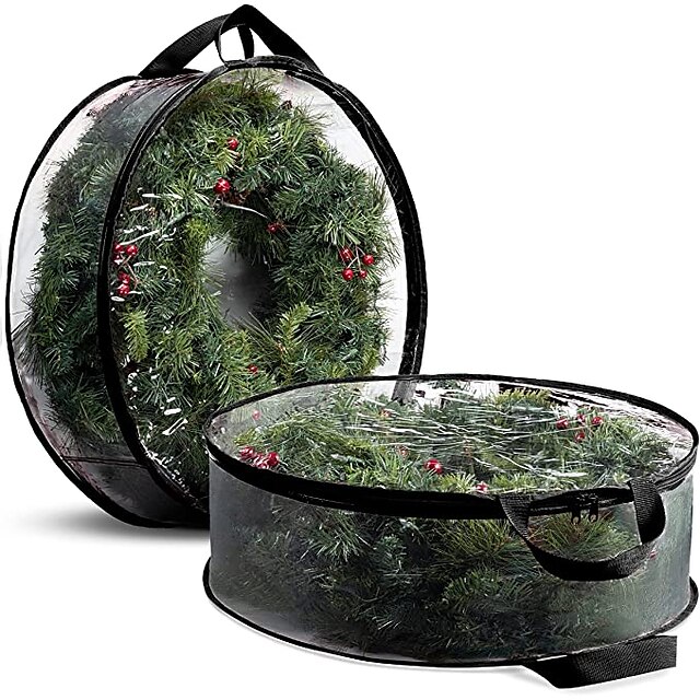 Wreath Storage Bag Clear Christmas Wreath Storage Container,Christmas  Wreath Storage Bag - Clear PVC Plastic for All View Durable Plastic Fabric  Bag for Holiday Artificial Christmas Wreaths 