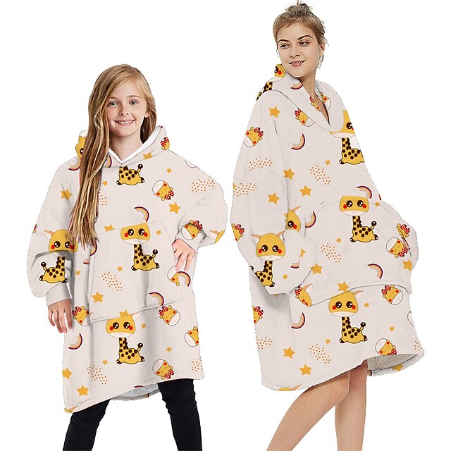 Kid's Adults' Oversized Hoodie Blanket Wearable Blanket With Pocket ...