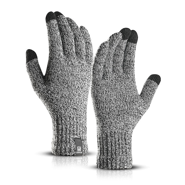  Men's 1 Pair Winter Gloves Gloves Knitted Gloves Work Outdoor Gloves Stylish Non-slip Solid Colored Black Gray