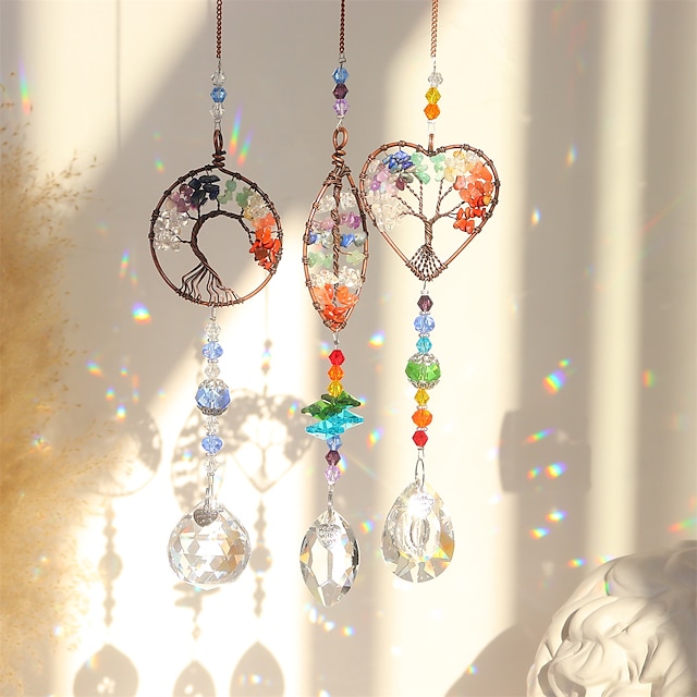  1PC Life Tree Crystal Sun Catcher Pendant Home Decoration