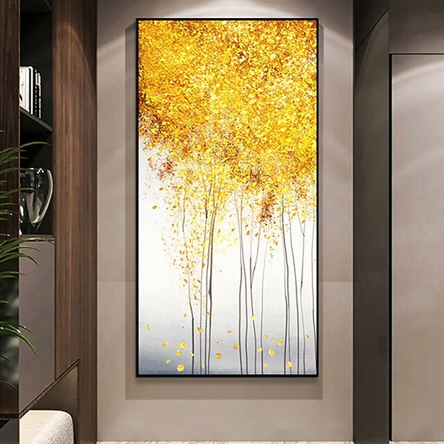 Gold Botanical Oil Painting Canvas Wall Art Decoration Modern Abstract Golden Fortune Tree for Home Decor Rolled Frameless Unstretched Painting 8
