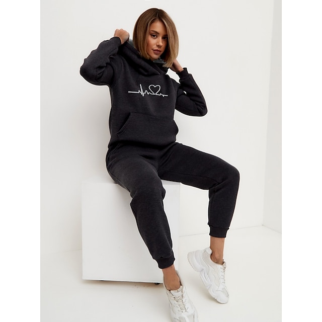 Women's Tracksuit Sweatsuit 2 Piece Athletic Winter Long Sleeve Thermal ...