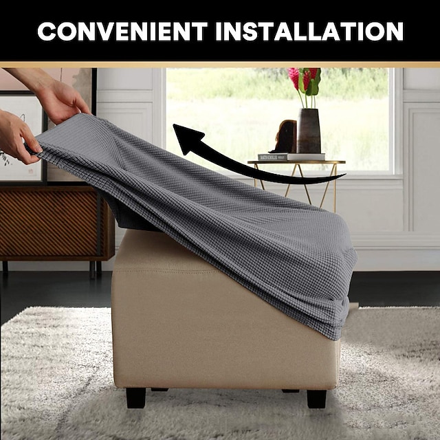 Stretch Ottoman Cover Square Ottoman Slipcovers Furniture Protector