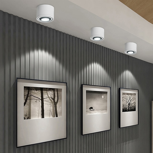  luz de teto led regulável, luzes de teto de 24,5 cm alumínio estilo moderno acabamentos pintados led 110-240v