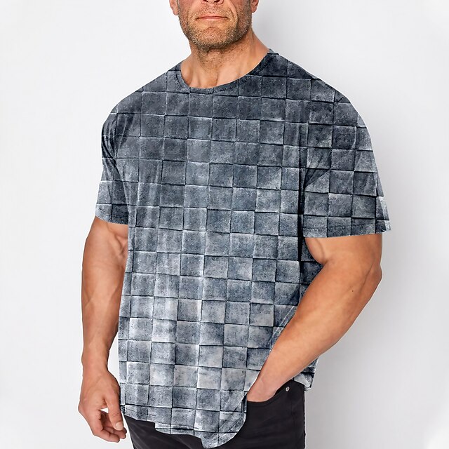 Men's Plus Size Big Tall T shirt Tee Tee Crewneck Gray Short Sleeves Outdoor