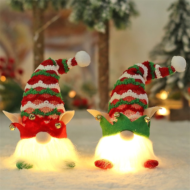  enfeites de natal velho sem rosto com luzes penduradas brilhante boneca rudolph anão goblin boneca decoração de celebração de natal navided para decoração de árvore de natal