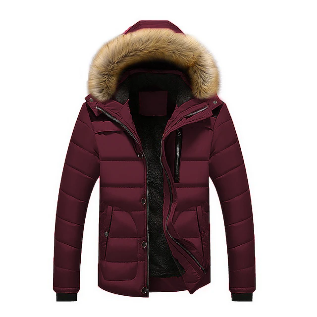 Men's Winter Coat Puffer Jacket Quilted Jacket Parka Fur Trim ...