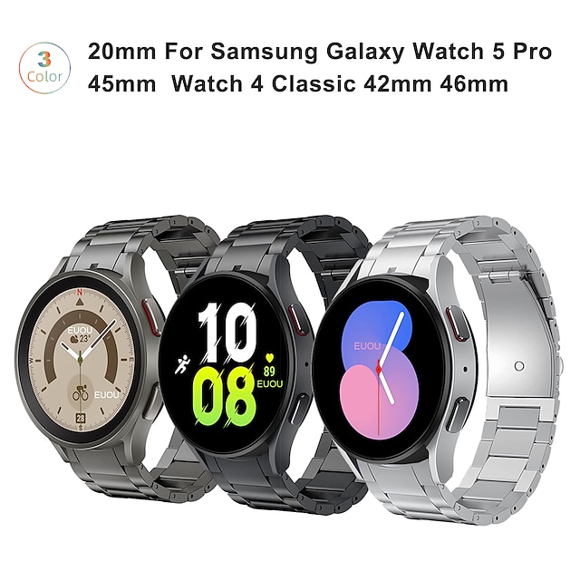  Uhrenarmband für Samsung Galaxy Watch 5 Pro 45mm Watch 5 40/44mm Watch 4 Classic 42/46mm Watch 4 40/44mm Edelstahl Ersatz Gurt Verstellbar Atmungsaktiv Stoßresistent Armband
