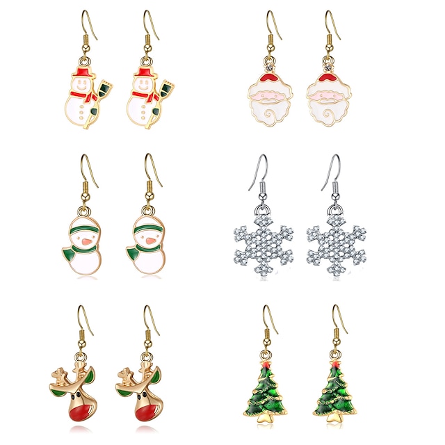  Christmas Ear Decor Hooks Creative Ladies Holiday Earrings Christmas Jewelry Earrings