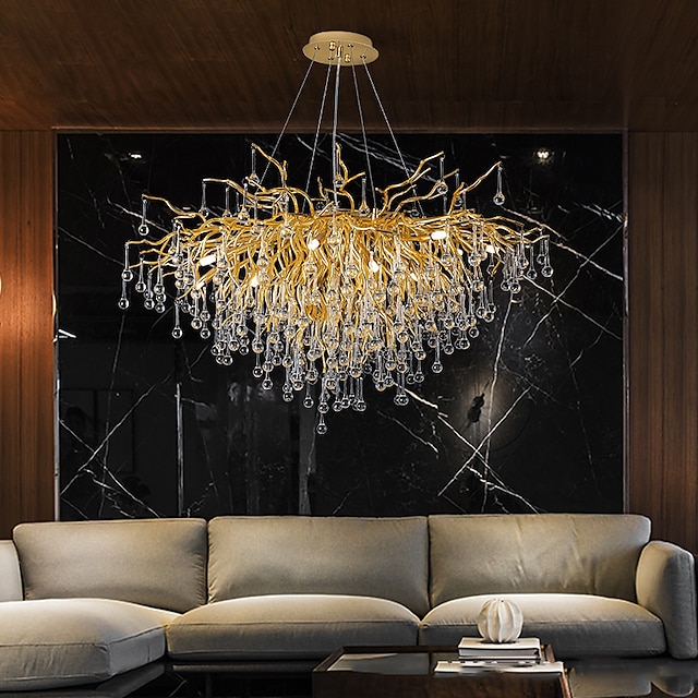  Chandelier Crystal , Frosted Finish Tree Branch Chandelier, Raindrop Ceiling Pendant Hanging Light Fixture, Blossom Chandeliers for Dining Room, Living Room, Bedroom, Entryway (Dia 31.2