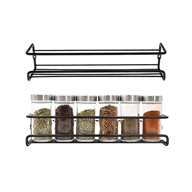 Spice Rack Wall Mount 2Tier SpaceSaving Wall Spice Rack Organizer