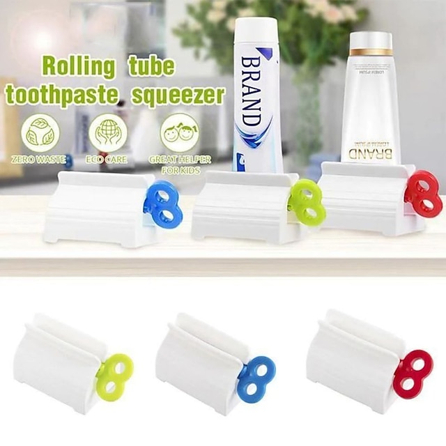  3pcs Rolling Toothpaste Squeezer Tube Squeezer Toothpaste Dispenser Holder Dental Cream Bathroom Manual Syringe Dispenser