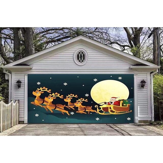 Christmas Backdrop Cloth Outdoor Garage Door Sticker Tapestry Cloth ...