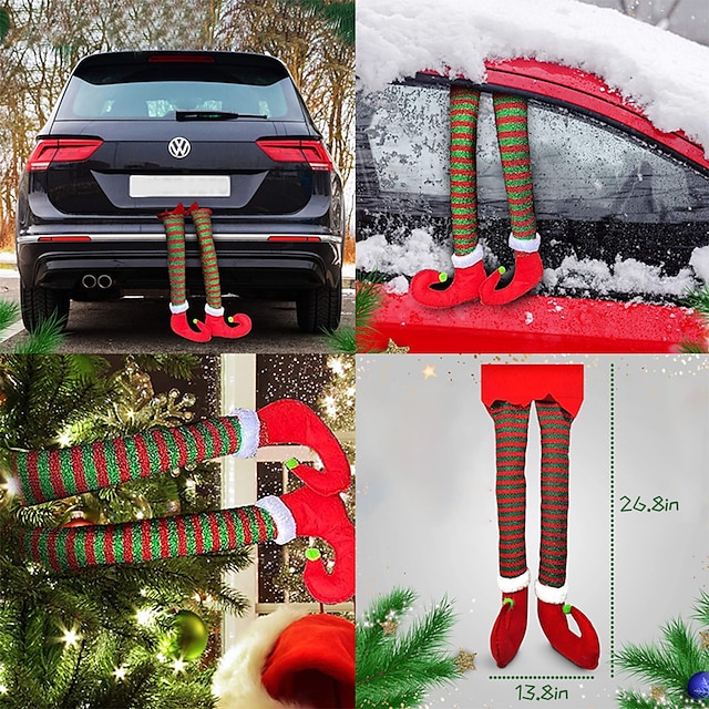  クリスマスの車の装飾 かわいいスプライト脚 窓のドアの装飾 自動車リアトリム 新年のハンガーの装飾 大きなクリスマスのおもちゃ ハンガーの装飾 大きなクリスマスのおもちゃ