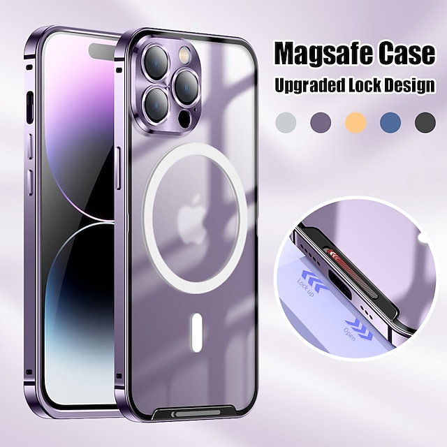  Phone Case For Apple With Magsafe iPhone 14 Pro Max iPhone 14 Pro Max Plus iPhone 14 Plus iPhone 14 iPhone 13 Pro Max 12 11 Bumper Frame Magnetic Full Body Protective Solid Colored Plush Metal PU