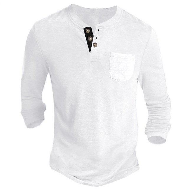  Herren Henley Shirt Tee langarmshirt Glatt Henley Casual Festtage Langarm Button-Down Bekleidung Modisch Designer Komfortabel Essential