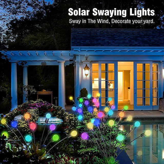 5 Pack Solar Firefly Lights Outdoor Waterproof Garden Light Remote