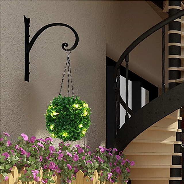  Bola de grama solar luz suspensa simulação decorativa ao ar livre lâmpada de candelabro de bola de grama para jardim decoração de jardim iluminação de gramado diâmetro 14 cm