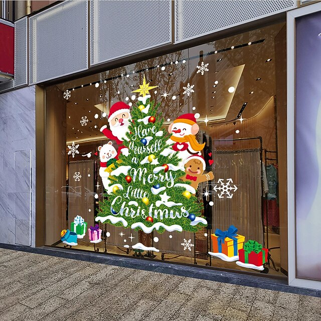 Large Double Side New year Merry Christmas Window Stickers Christmas