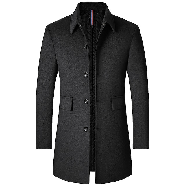  Herren Wintermantel Wollmantel Mantel Urlaub Geschäft Winter Wolle warm Draussen Oberbekleidung Bekleidung Modisch Warm-Ups Einfarbig Tasche Kargen Einreihiger Verschluss