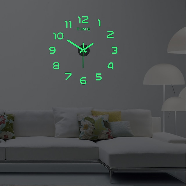  3D Creative Luminous Wall Clock Living Room Diy Wall Sticker Clock Mute Acrylic Clock