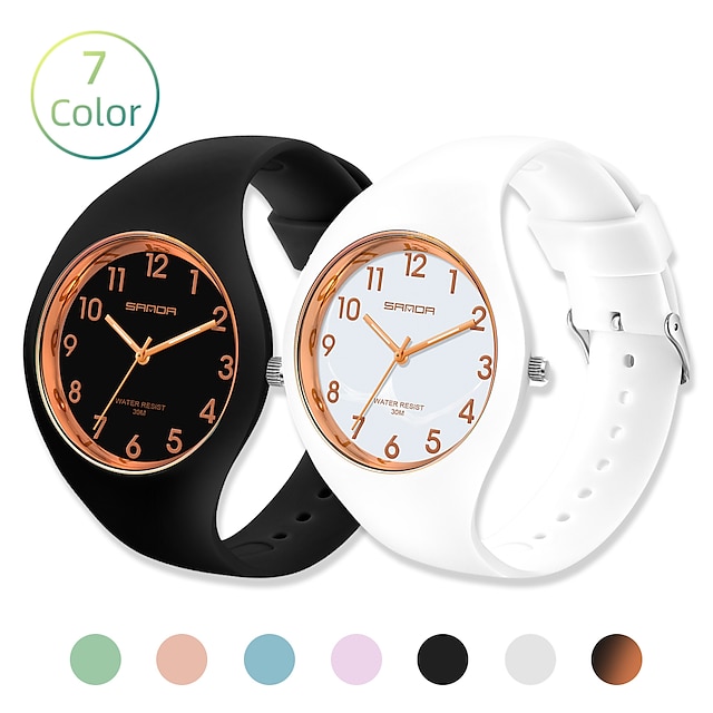  ceasuri de damă sanda ceas de cuarț la modă ocazională, rezistent la apă, rezistent la picături, afișaj la scară digitală HD, ceas pentru femei 6056